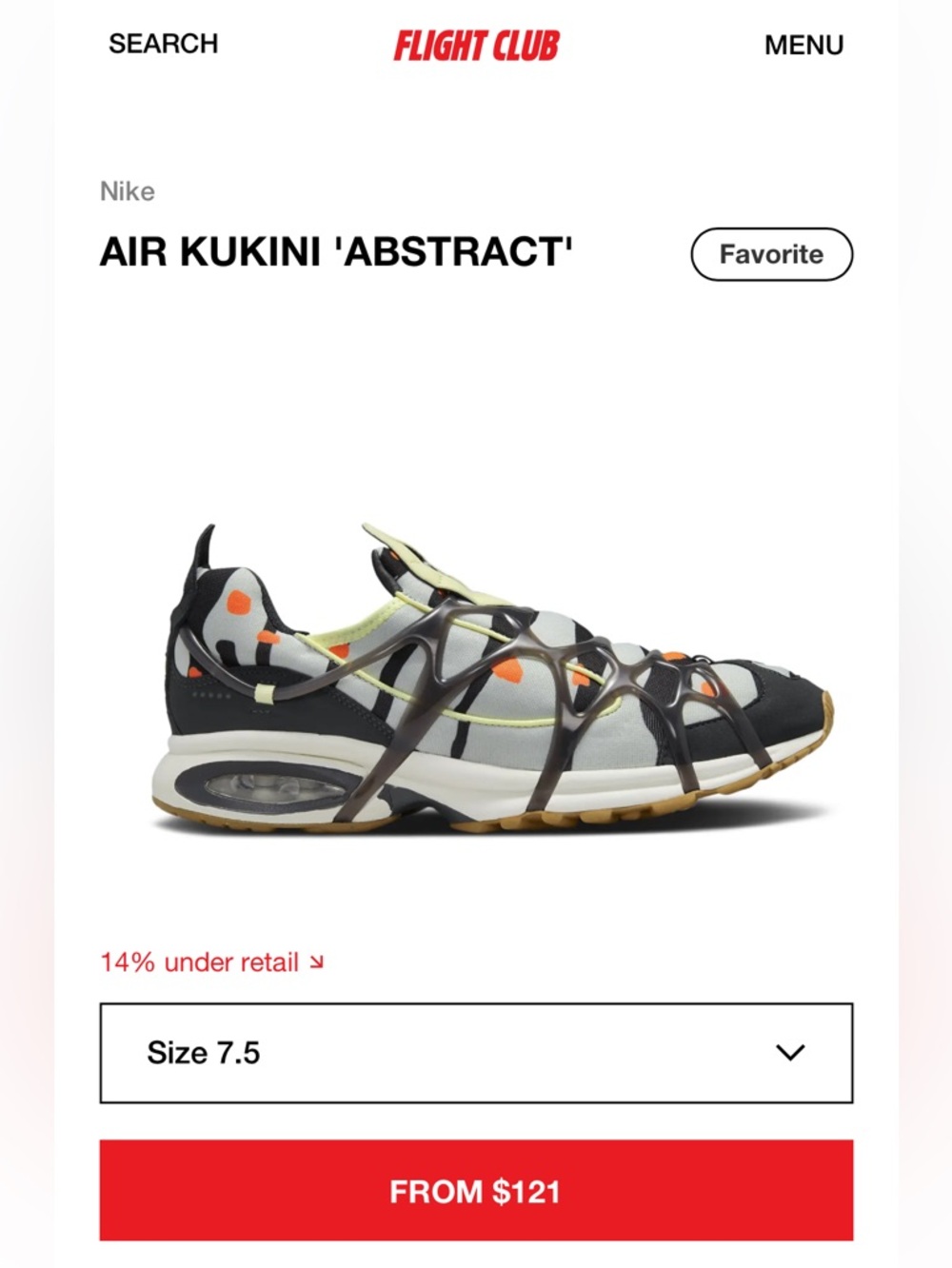 Nike Men’s Kukani Multicolor Athletic Shoes — Black, White, Orange, Yellow